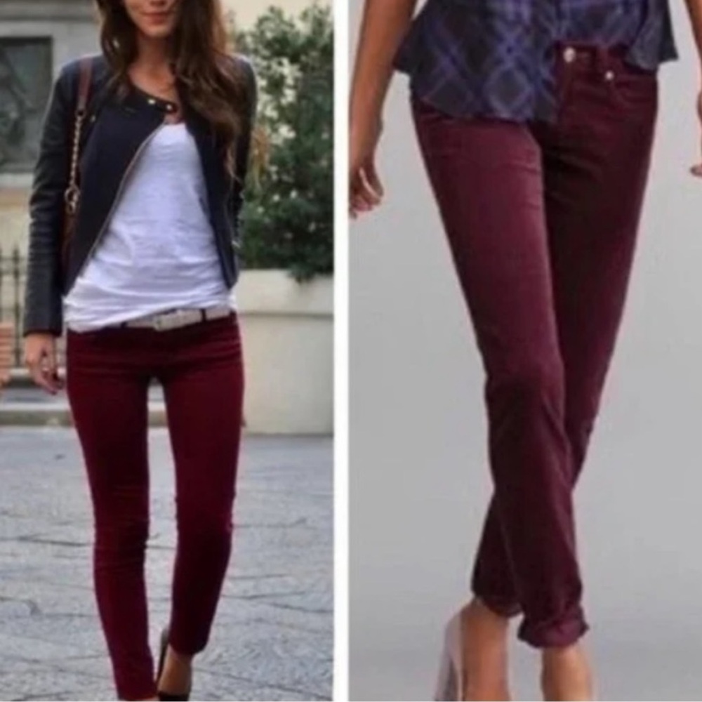CAbi Vino Red (Wine) Skinny Velvety Stretch Corduroy Pant Size 12 - Picture 7 of 7